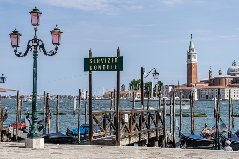 Venice Gondola Service Sign and San Giorgio Maggiore