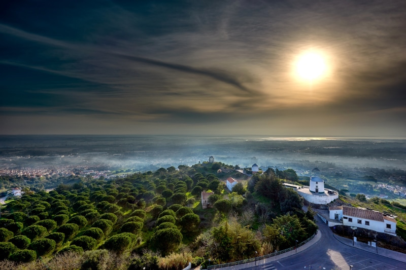 Castelo de Palmela, Portugal with Fog and Sun