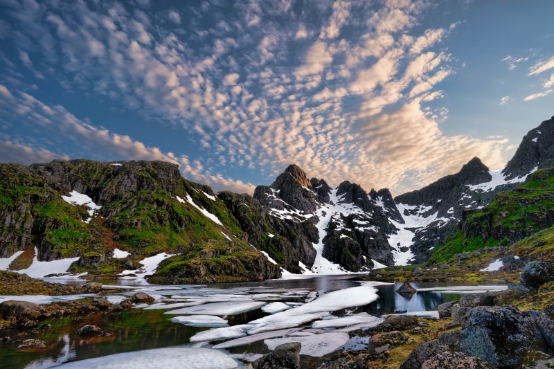 Trollfjord Norway Lofoten Mountains with Clouds