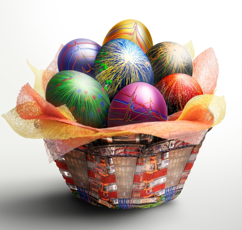 Easter eggs in a decorative basket
