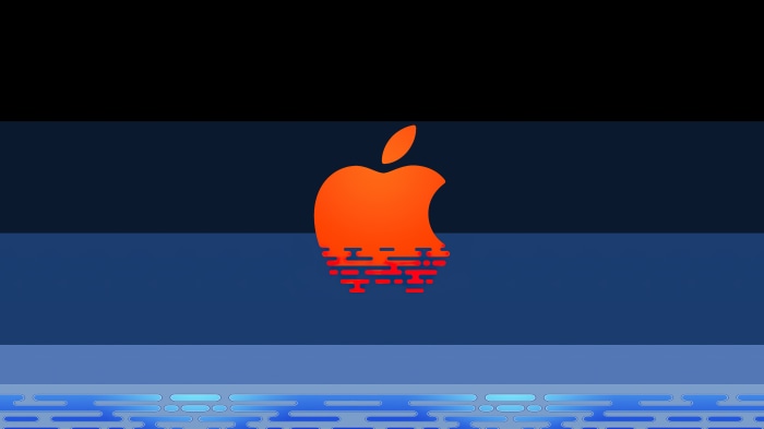 Orange Apple Logo Reflected in Water 4K