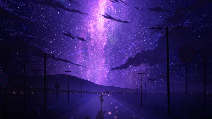 Anime Night Sky with Starry Scenery