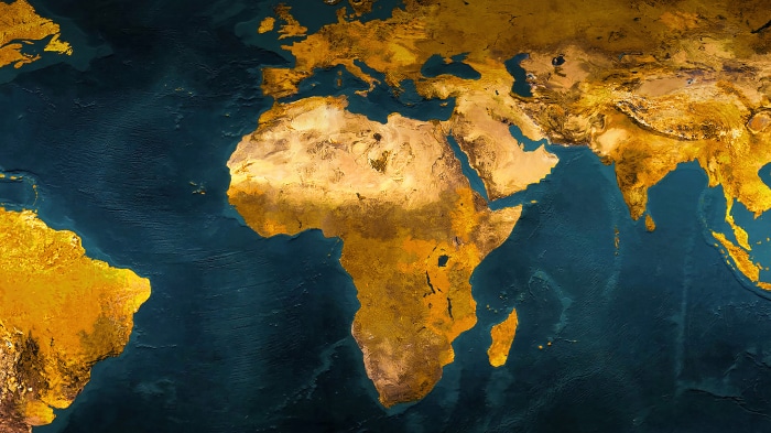 World map showing Europe and Africa in 4K