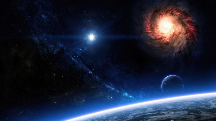 Space scene with planets and galaxy 4K