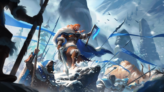 Revna the Lorekeeper from Legends of Runeterra in Freljord 4K