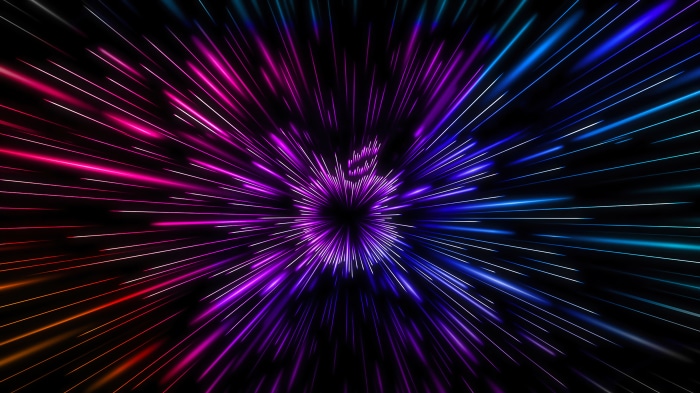 Apple Logo with Neon Light Streaks 4K