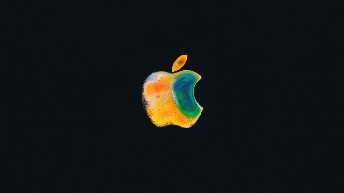 apple, logo, orange, black, background, 4k, HD Wallpaper | Rare Gallery