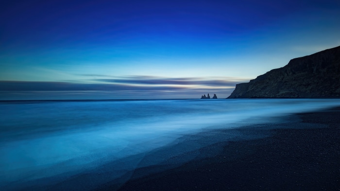 Black Sand Beach in Iceland at Sunrise 4K