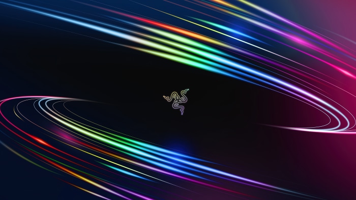 Razer Logo with Colorful Light Streaks 4K