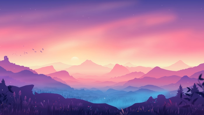 Digital Art of Mountain Valley Scenery