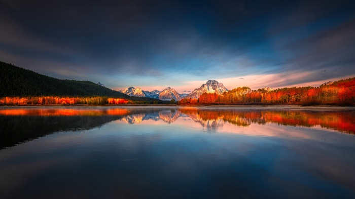 Sunrise over Mount Moran, Grand Teton National Park, Wyoming 4K