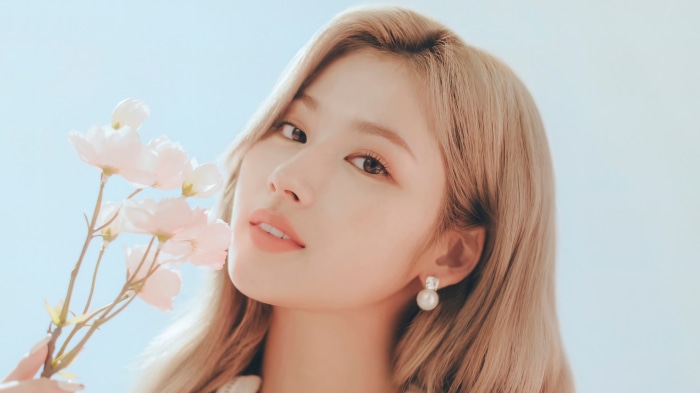 Sana from TWICE with flowers