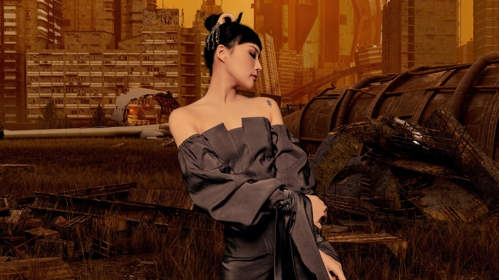 Siyeon from Dreamcatcher in an apocalyptic setting