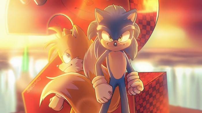 Sonic the Hedgehog and Tails from Sonic 2 movie art 4K