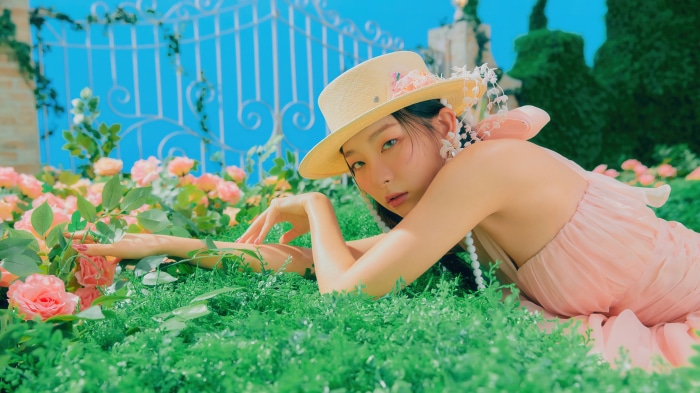 Seulgi from Red Velvet in a garden