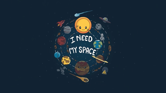 Solar system with planets and text I Need My Space
