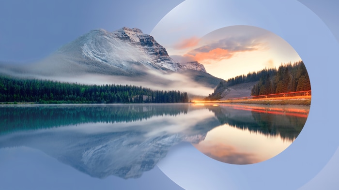 Mountain and Forest Scenery at Sunset with Huawei