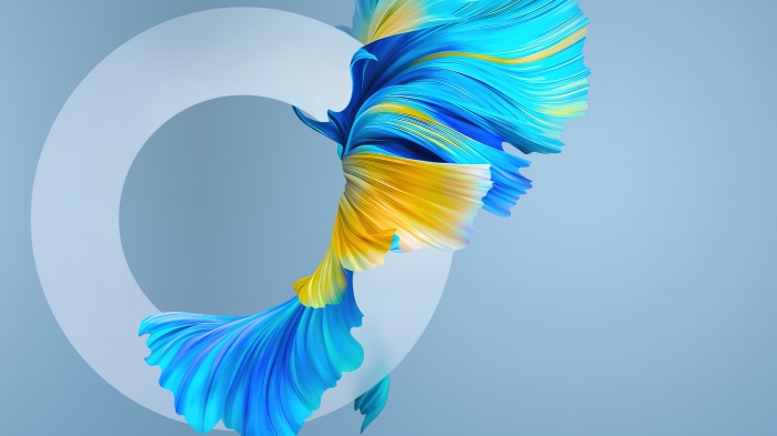 Abstract blue and yellow digital art 4K