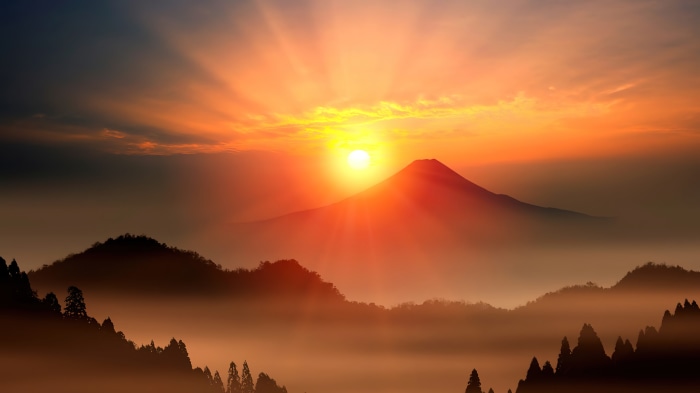 Sunrise over Mt Fuji, Japan 4K