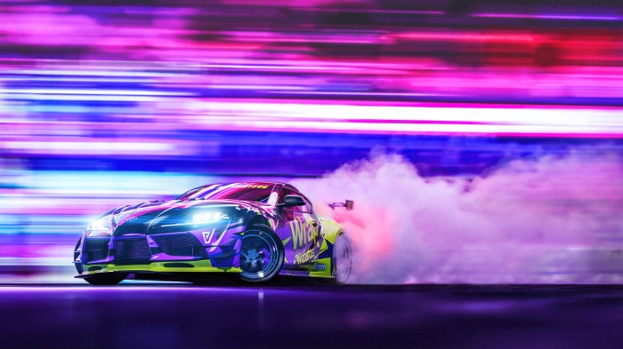 Toyota Supra drifting with smoke, 4K