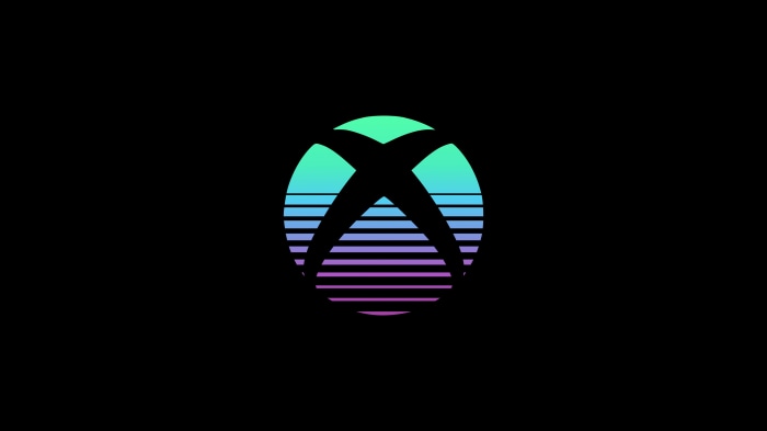 Xbox logo with retro sunset