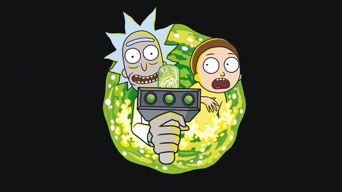 Rick and Morty with Portal Gun 4K