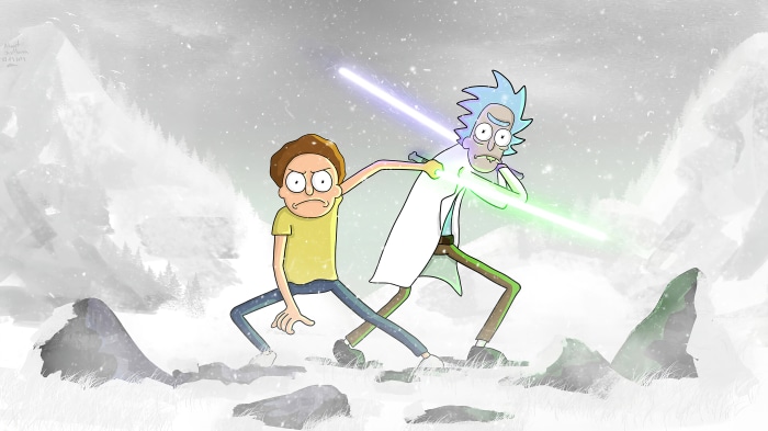 Rick and Morty with Lightsabers in 4K