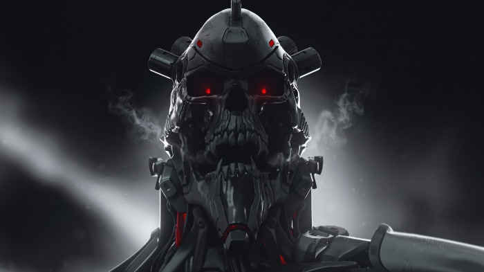 Sci-fi skull android soldier 4K