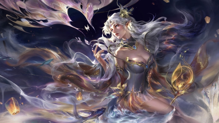 Fantasy Art of White-Haired Elf Girl