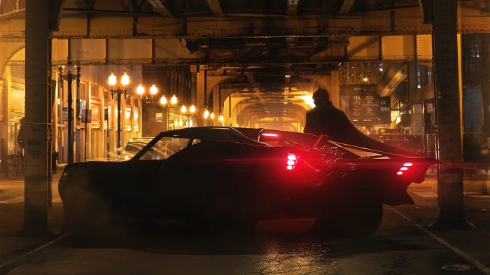 The Batman from The Batman with Batmobile 4K