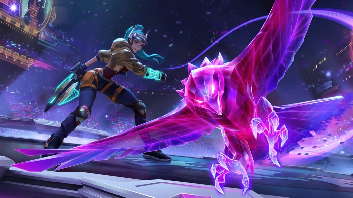Quinn from League of Legends with a crystalline bird
