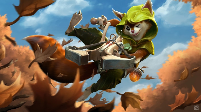 Hoodwink from Dota 2 with a crossbow