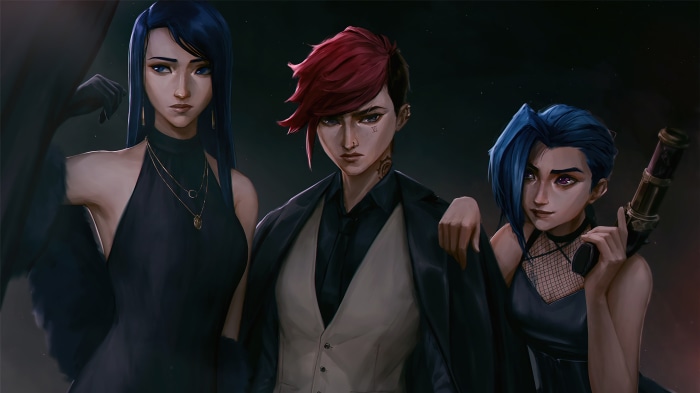 Caitlyn, Vi, and Jinx from Arcane 4K