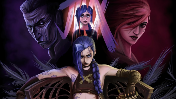 Jinx, Vi, and Silco from Arcane 4K