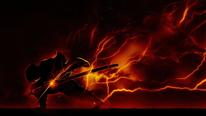 Zenitsu Agatsuma from Demon Slayer in a fiery pose