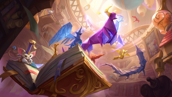 Papercraft Dragons and a Mouse from Legends of Runeterra 4K