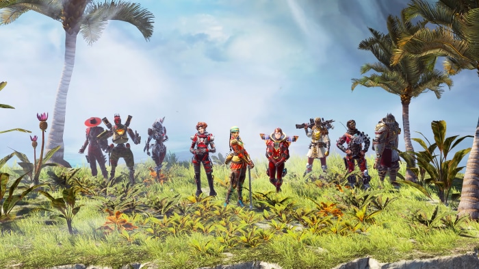 Apex Legends characters on a tropical island