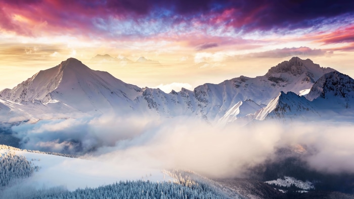 Snowy Mountains at Sunrise 4K