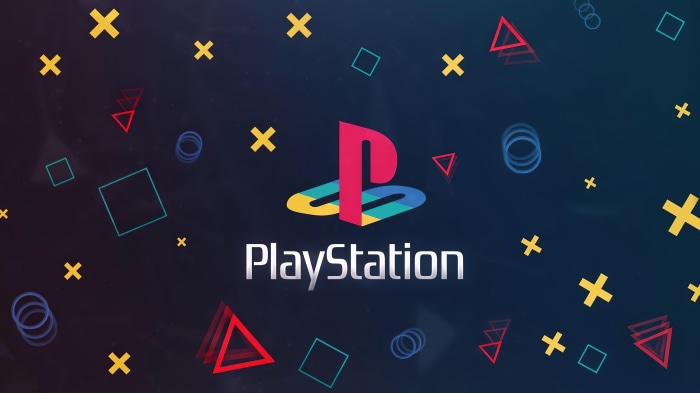 PlayStation logo with abstract shapes