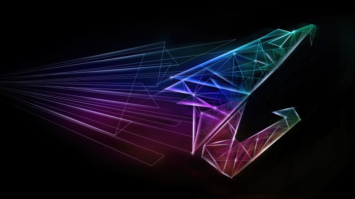 Aorus logo with geometric lines and gradient colors