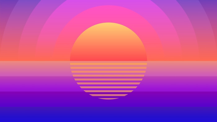 Digital art sunset over water 4K