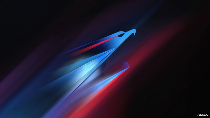 Aorus logo with blue and red streaks