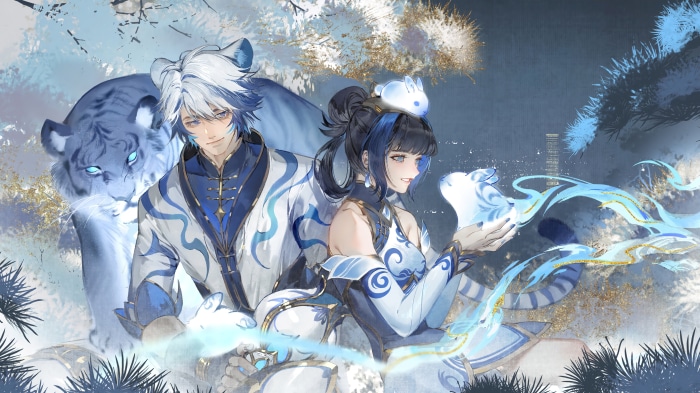 Ezreal from League of Legends with white tigers