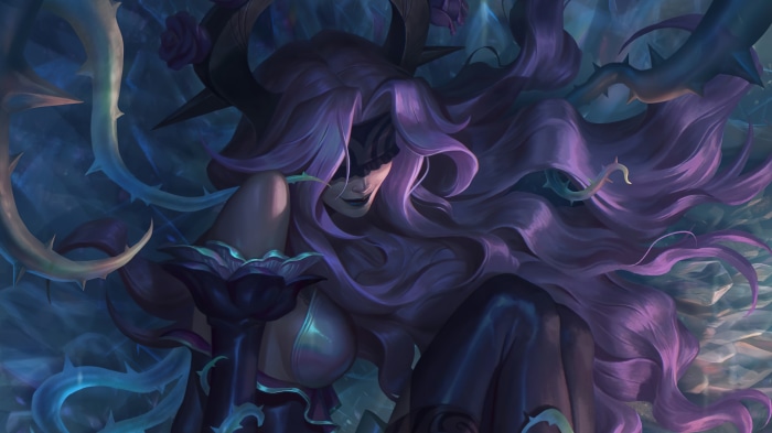 Syndra from League of Legends, Withered Rose skin, 4K