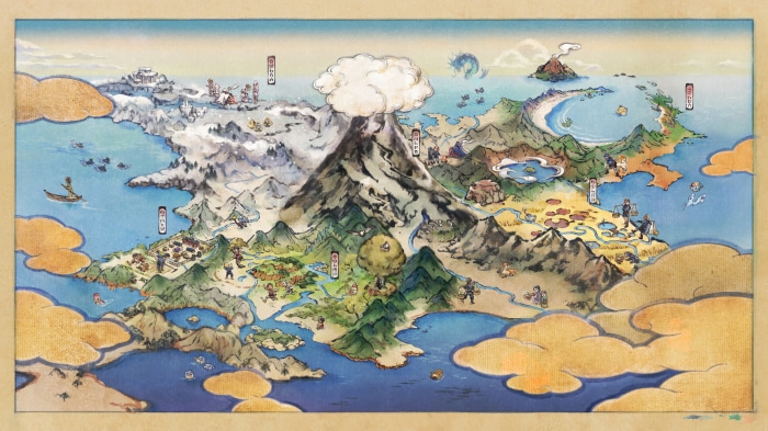 Map of Hisui region from Pokémon Legends: Arceus 4K