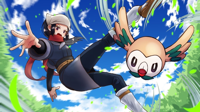 Akari and Rowlet from Pokemon Legends: Arceus 4K