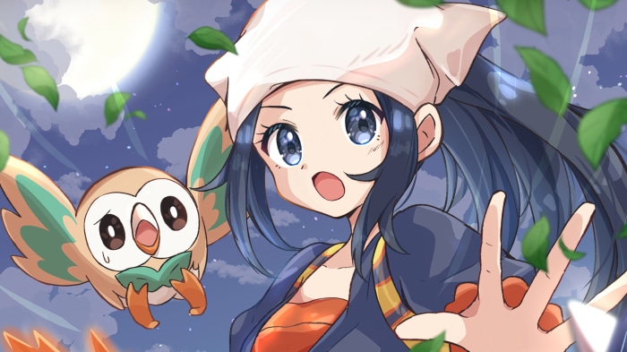 Akari and Rowlet from Pokémon Legends: Arceus 4K