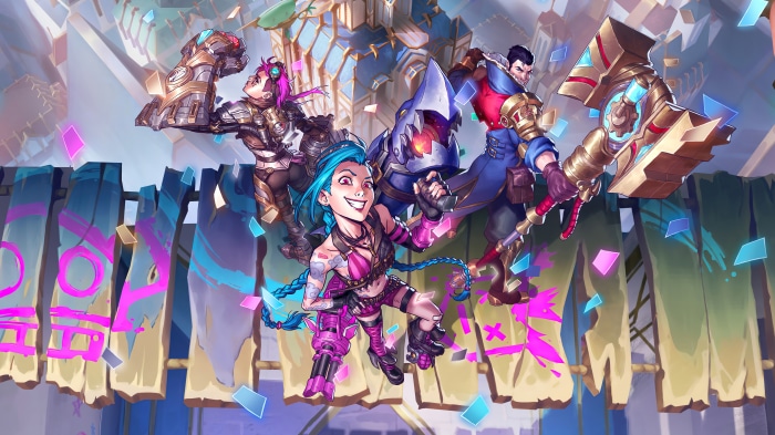 Jinx, Vi, Jayce, and Ekko from Legends of Runeterra 4K