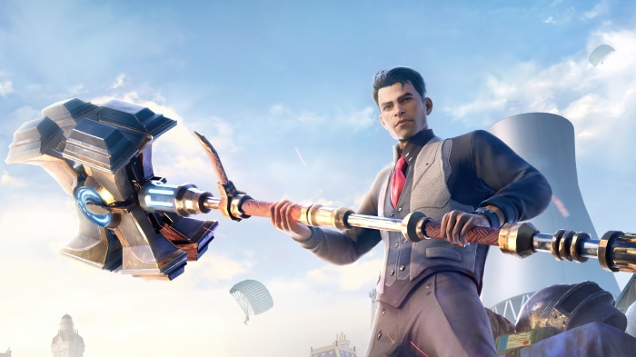 Jayce from Arcane holding a hammer in PUBG Mobile 4K