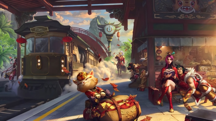 League of Legends Firecracker characters at a train station